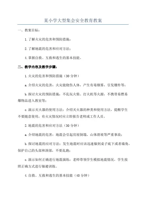 某小学大型集会安全教育教案