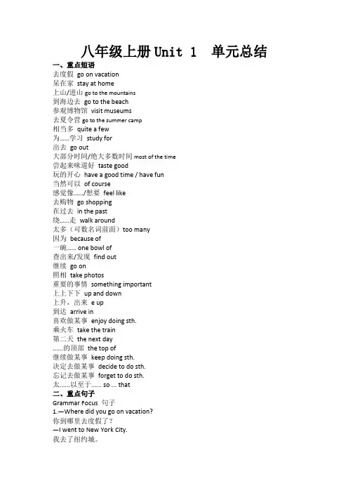 Unit1单元总结人教版八年级英语上册