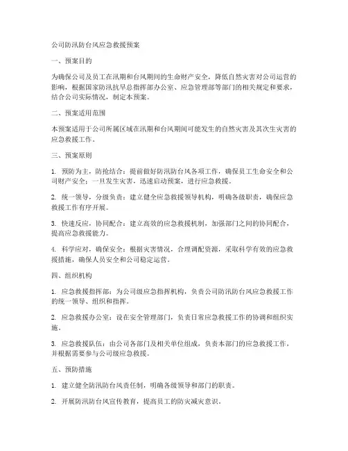 公司防汛防台风应急救援预案