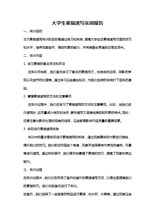 大学生素描速写实训报告