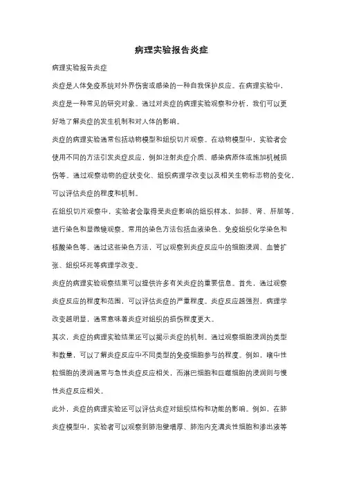 病理实验报告炎症