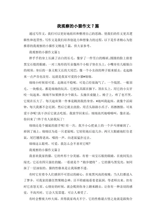 我观察的小猫作文7篇