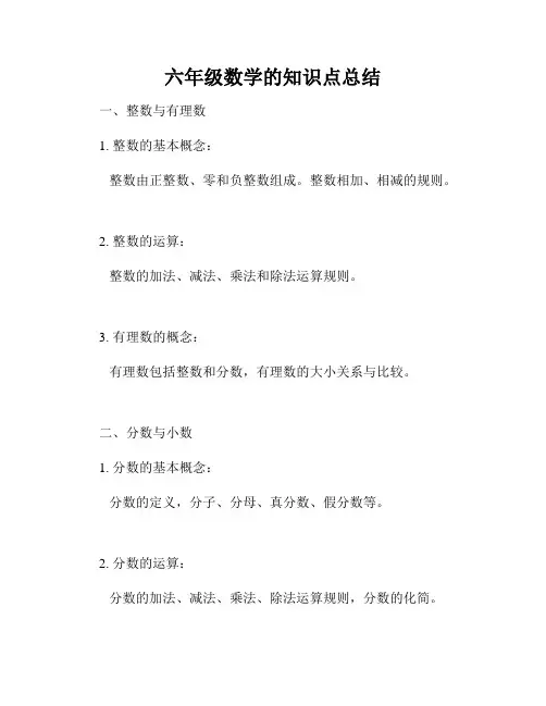 六年级数学的知识点总结