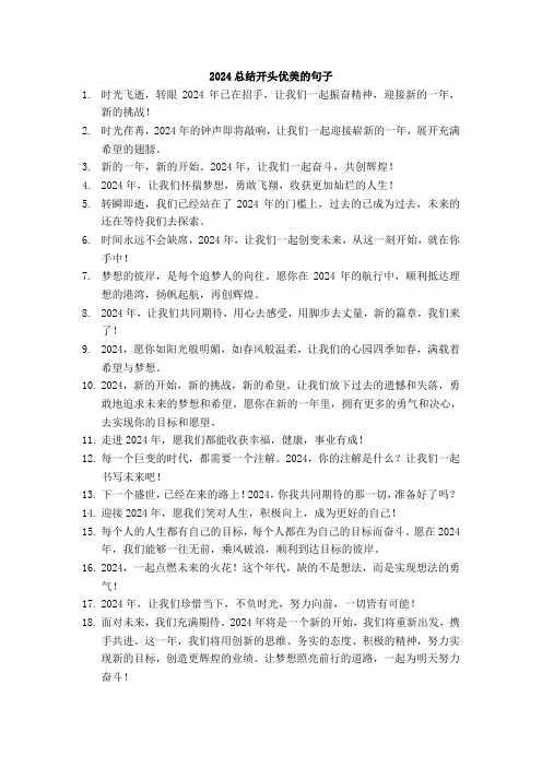 2024总结开头优美的句子