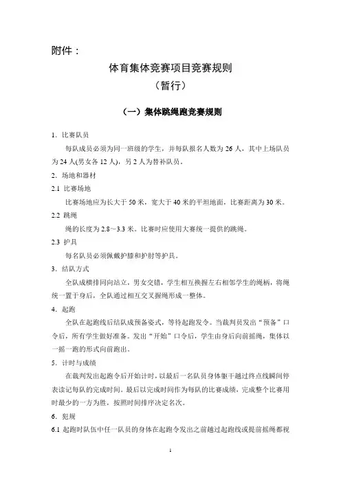 体育集体竞赛项目竞赛规则暂行