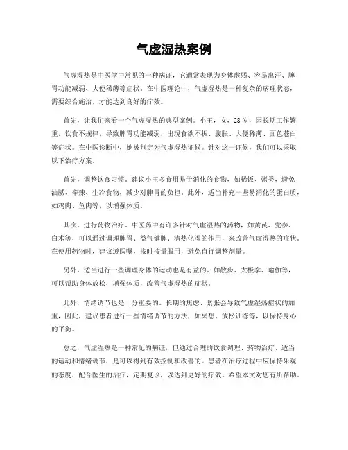 气虚湿热案例