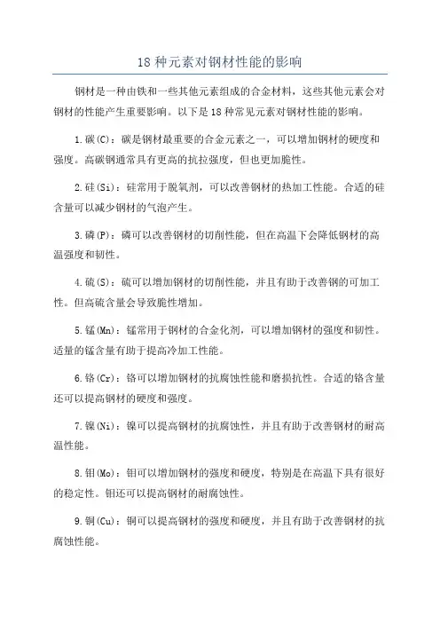 18种元素对钢材性能的影响
