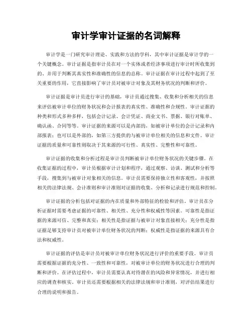审计学审计证据的名词解释
