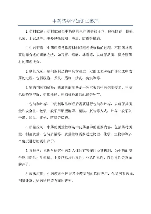 中药药剂学知识点整理