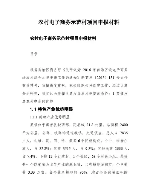 农村电子商务示范村项目申报材料