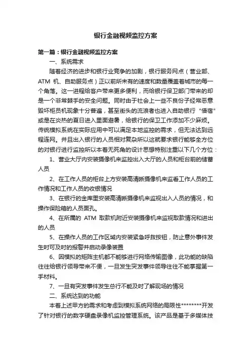 银行金融视频监控方案