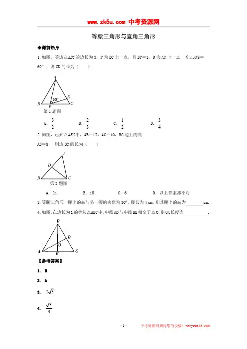 2010年中考数学一轮复习——等腰三角形与直角三角形