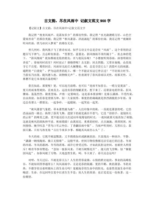 古文韵,尽在风雨中 记叙文范文900字