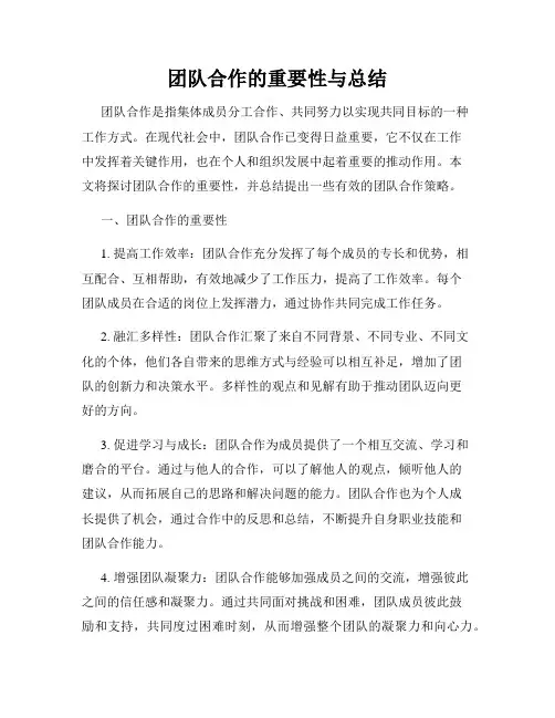 团队合作的重要性与总结