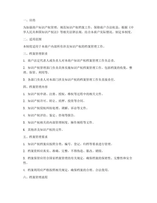 商户知识产权档案管理制度