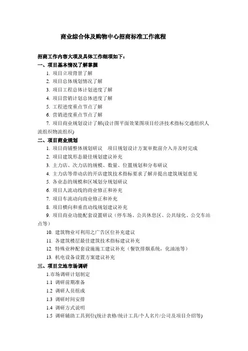 商业综合体及购物中心招商标准工作流程