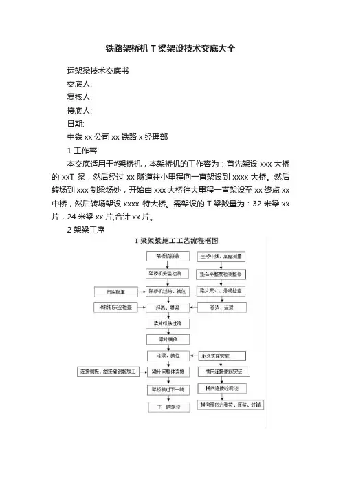 铁路架桥机T梁架设技术交底大全