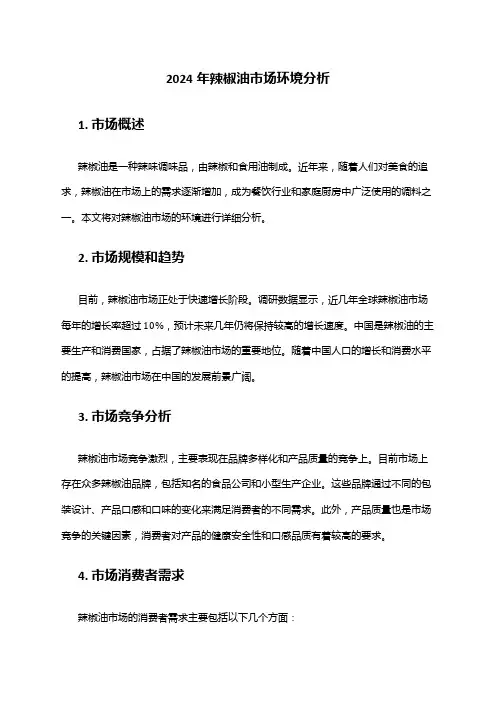 2024年辣椒油市场环境分析