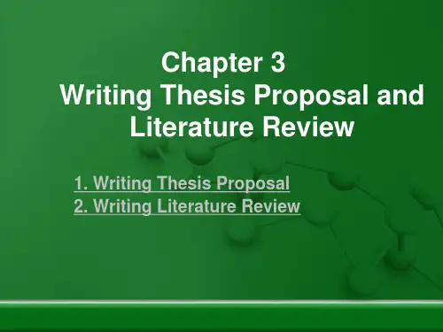 Chapter 3 Writing Thesis Proposal and Literature Review