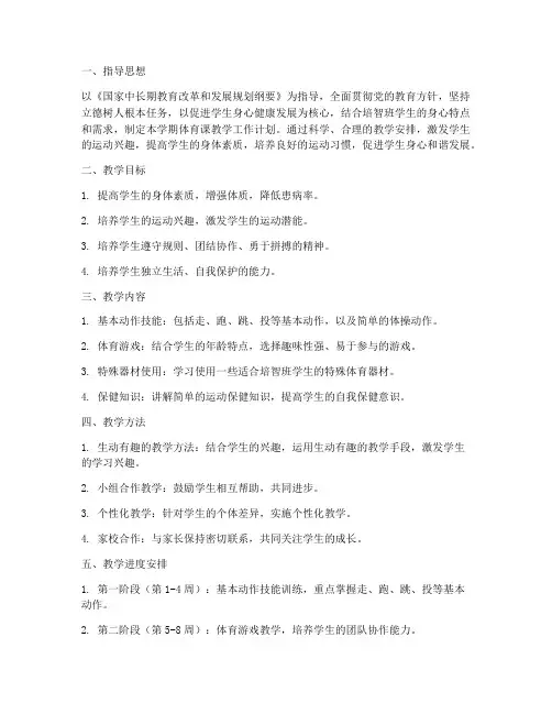 培智班体育课教学工作计划