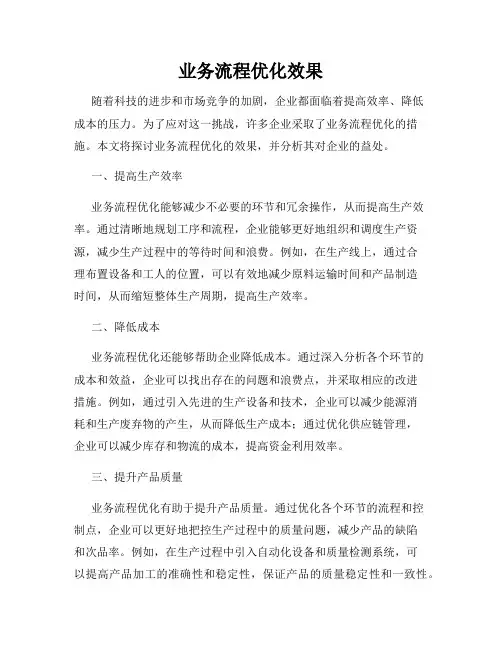 业务流程优化效果
