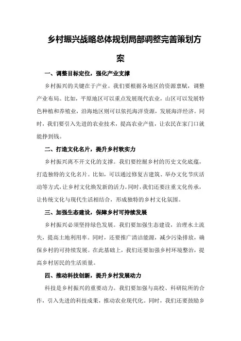 乡村振兴战略总体规划局部调整完善策划方案