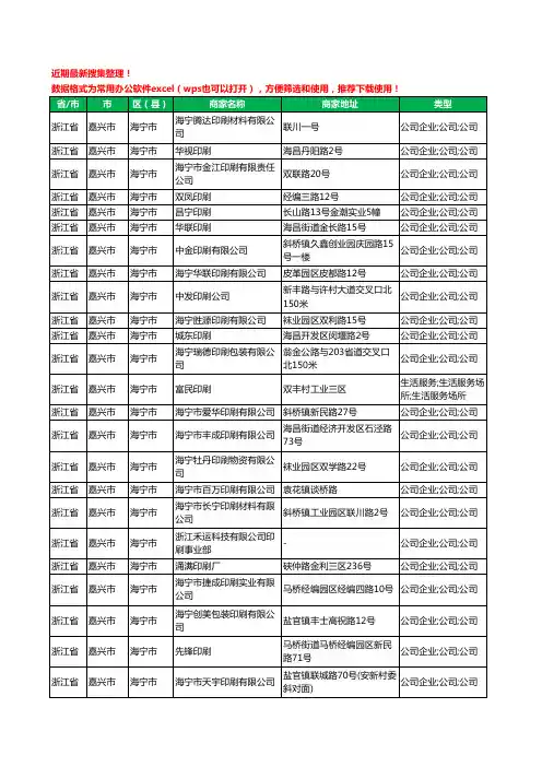 2020新版浙江省嘉兴市海宁市印刷工商企业公司商家名录名单黄页联系方式大全182家