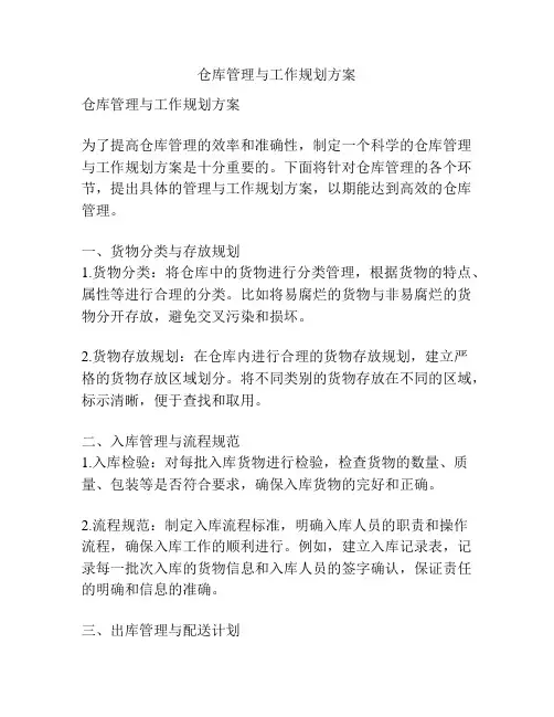 仓库管理与工作规划方案