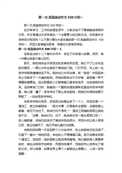 那一次,我真感动作文500字初一