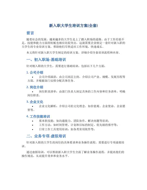 新入职大学生培训方案(全套)