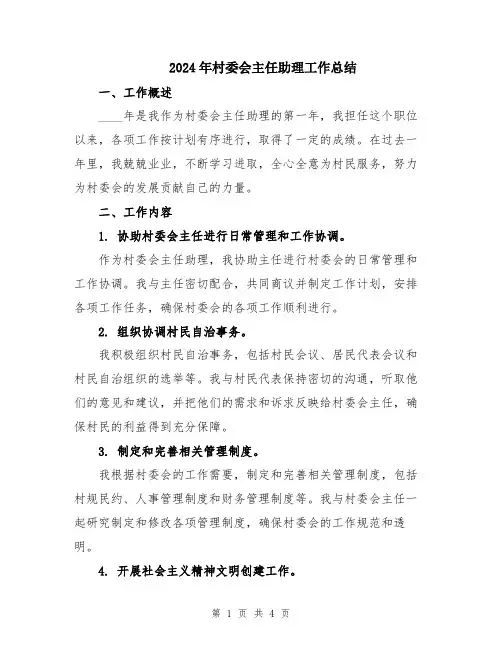 2024年村委会主任助理工作总结