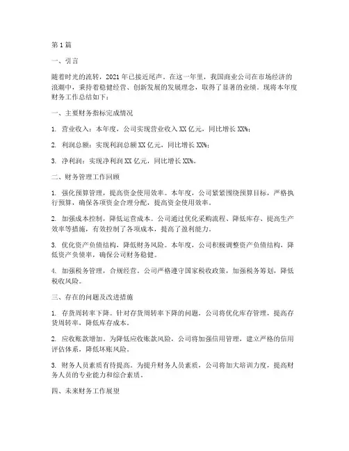 商业公司年度财务总结(3篇)