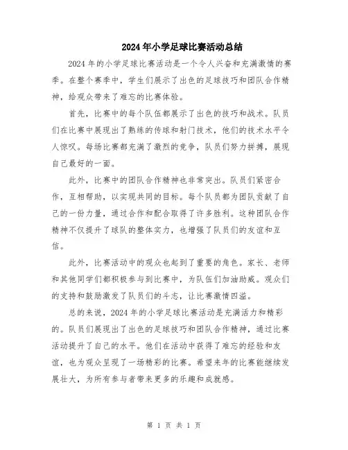 2024年小学足球比赛活动总结