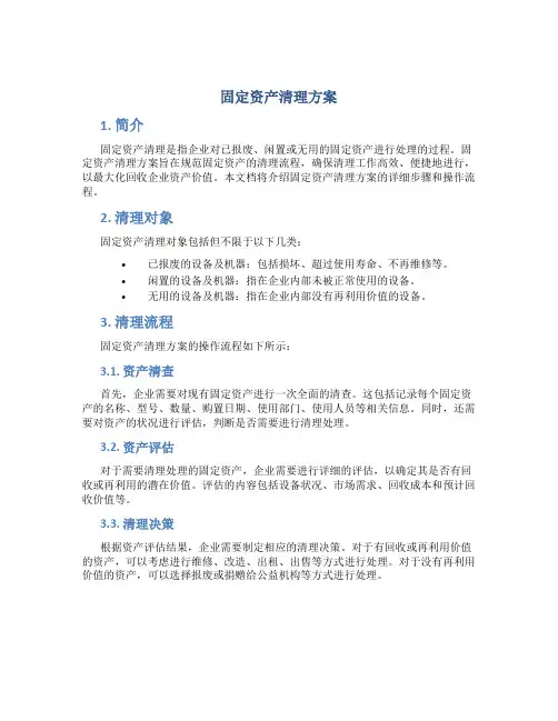 固定资产清理方案