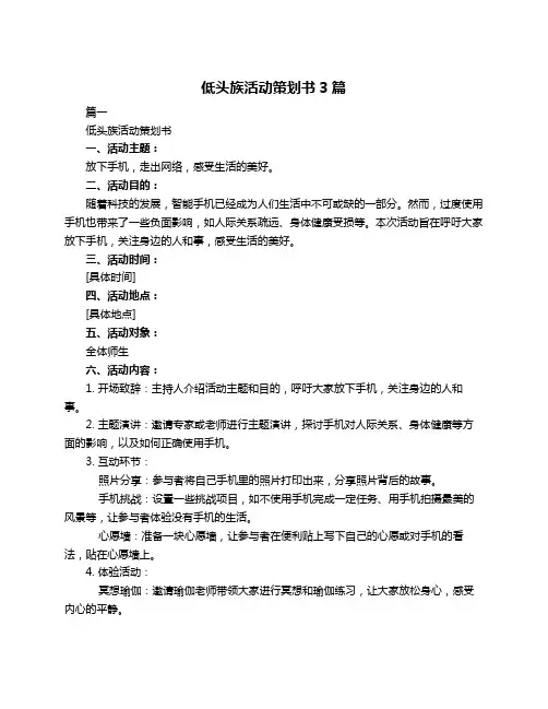 低头族活动策划书3篇