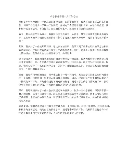 小学教师寒假个人工作总结