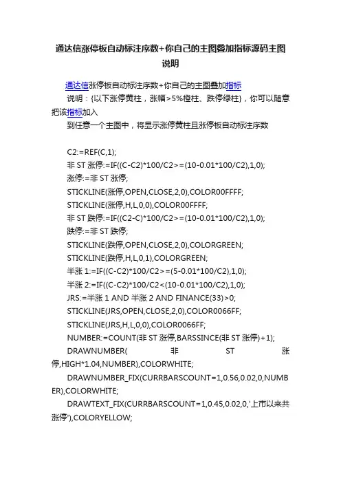 通达信涨停板自动标注序数+你自己的主图叠加指标源码主图说明