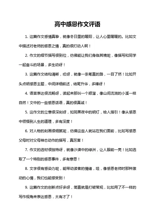 高中感恩作文评语