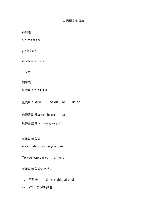 完整版拼音字母表