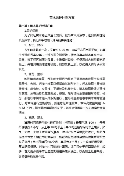 苗木养护计划方案