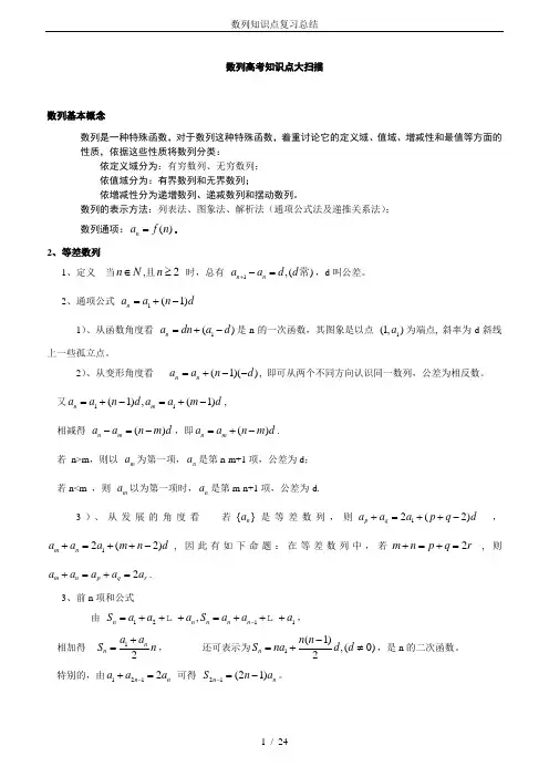 (完整word版)数列知识点复习总结,推荐文档