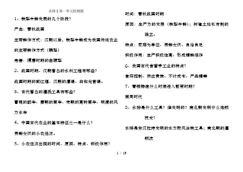 必修二历史会考默写答案