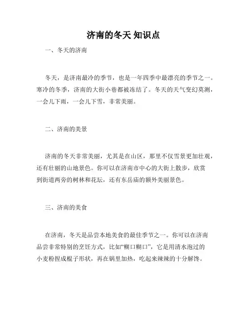济南的冬天 知识点