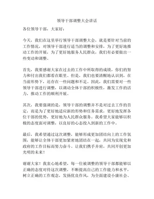 领导干部调整大会讲话