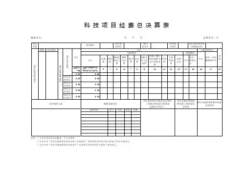 科技项目经费总决算表