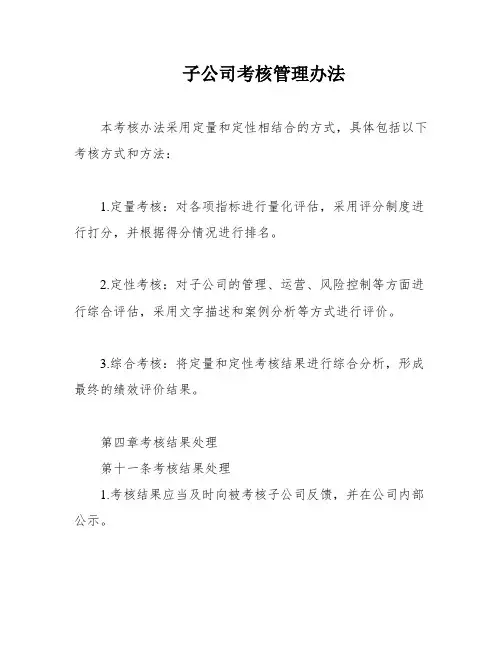 子公司考核管理办法