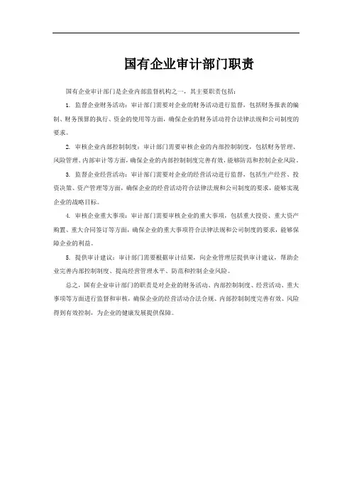 国有企业审计部门职责