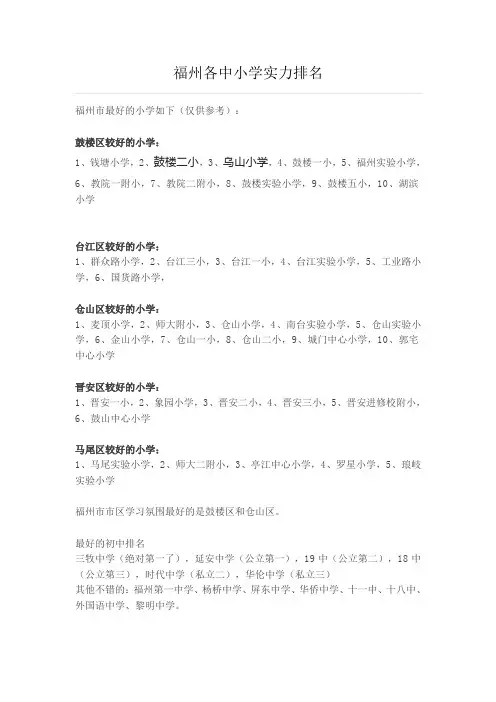 福州各中小学实力排名