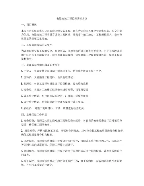 电缆安装工程监理旁站方案