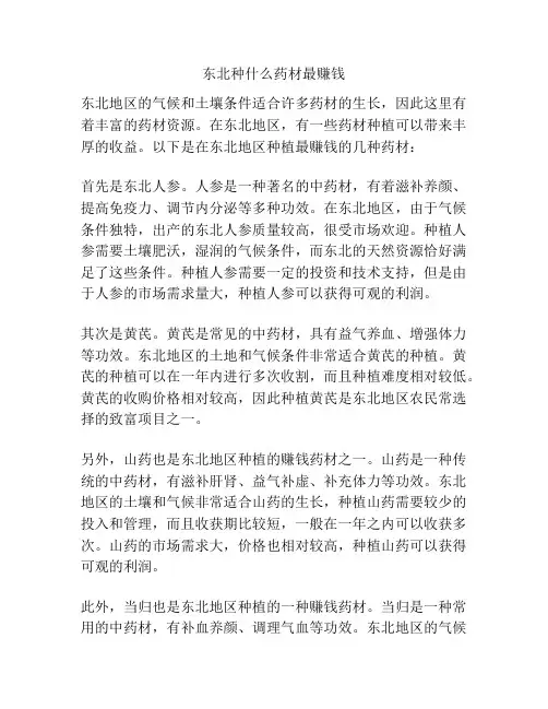 东北种什么药材最赚钱